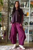 Bateau Needlecord 7/8 Barrel Culotte Pant Aubergine